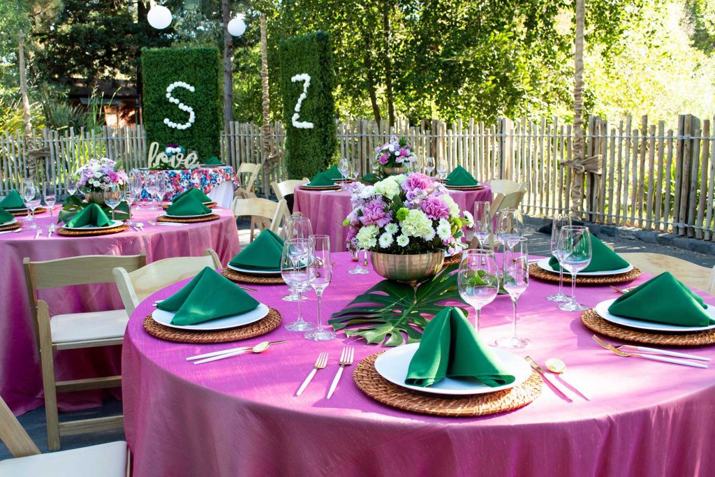 Pink and Green Table Linens